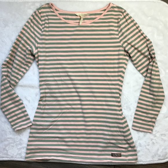Matilda Jane Off The Grid Long‎ Sleeve Tunic Top Pink Green Stripes Women's M - Picture 10 of 10